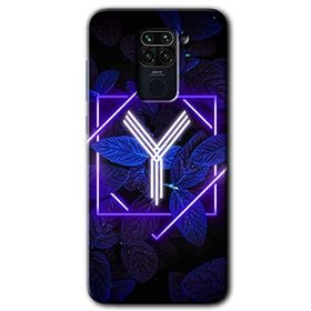 Xiaomi Redmi Note 9 Dark Neon Yaprak Y Harfi Baskılı Uyumlu Silikon Kılıf