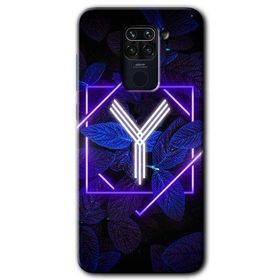 Xiaomi Redmi Note 9 Dark Neon Yaprak Y Harfi Baskılı Uyumlu Silikon Kılıf