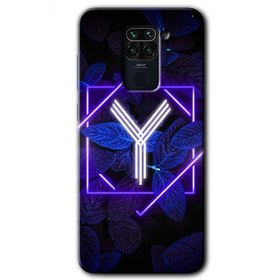 Xiaomi Redmi Note 9 Dark Neon Yaprak Y Harfi Baskılı Uyumlu Silikon Kılıf