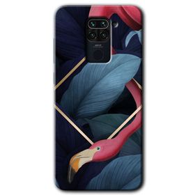 Xiaomi Redmi Note 9 Flamingo Yaprak Baskılı Uyumlu Silikon Kılıf