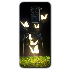 Xiaomi Redmi Note 9 Işıklı Kelebekler Baskılı Uyumlu Silikon Kılıf