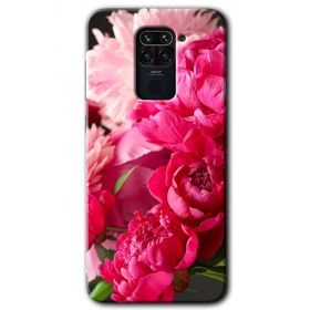 Xiaomi Redmi Note 9 Kırmızı Beyaz Gül Baskılı Uyumlu Silikon Kılıf