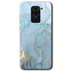 Xiaomi Redmi Note 9 Mavi Gold Mermer Baskılı Uyumlu Silikon Kılıf