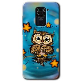 Xiaomi Redmi Note 9 Owl Bird Stars Baskılı Uyumlu Silikon Kılıf