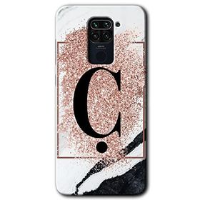 Xiaomi Redmi Note 9 Pembe Mermer Desenli Ç Harfi Baskılı Uyumlu Silikon Kılıf