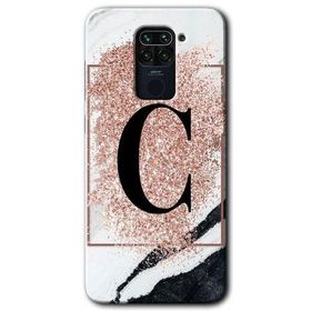 Xiaomi Redmi Note 9 Pembe Mermer Desenli Ç Harfi Baskılı Uyumlu Silikon Kılıf