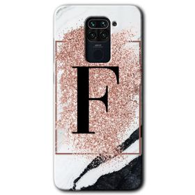 Xiaomi Redmi Note 9 Pembe Mermer Desenli F Harfi Baskılı Uyumlu Silikon Kılıf