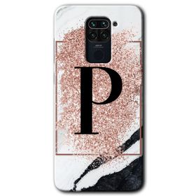 Xiaomi Redmi Note 9 Pembe Mermer Desenli P Harfi Baskılı Uyumlu Silikon Kılıf