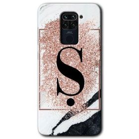 Xiaomi Redmi Note 9 Pembe Mermer Desenli Ş Harfi Baskılı Uyumlu Silikon Kılıf
