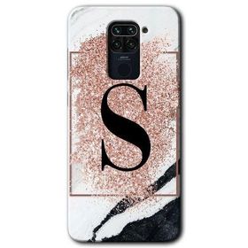 Xiaomi Redmi Note 9 Pembe Mermer Desenli Ş Harfi Baskılı Uyumlu Silikon Kılıf