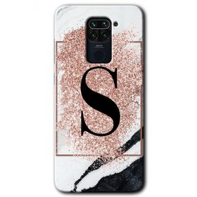 Xiaomi Redmi Note 9 Pembe Mermer Desenli Ş Harfi Baskılı Uyumlu Silikon Kılıf