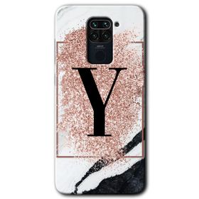 Xiaomi Redmi Note 9 Pembe Mermer Desenli Y Harfi Baskılı Uyumlu Silikon Kılıf