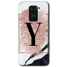 Xiaomi Redmi Note 9 Pembe Mermer Desenli Y Harfi Baskılı Uyumlu Silikon Kılıf