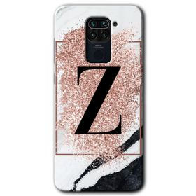 Xiaomi Redmi Note 9 Pembe Mermer Desenli Z Harfi Baskılı Uyumlu Silikon Kılıf