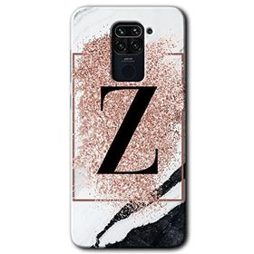 Xiaomi Redmi Note 9 Pembe Mermer Desenli Z Harfi Baskılı Uyumlu Silikon Kılıf