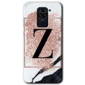 Xiaomi Redmi Note 9 Pembe Mermer Desenli Z Harfi Baskılı Uyumlu Silikon Kılıf
