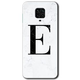 Xiaomi Redmi Note 9 Pro Beyaz Mermer Desenli E Harfi Baskılı Uyumlu Silikon Kılıf