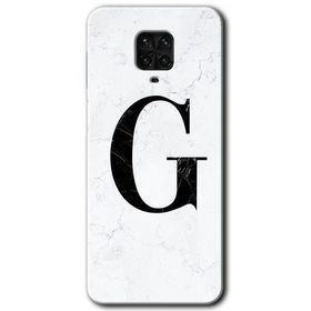 Xiaomi Redmi Note 9 Pro Beyaz Mermer Desenli G Harfi Baskılı Uyumlu Silikon Kılıf