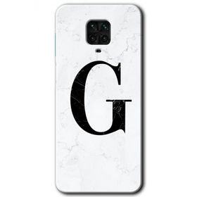 Xiaomi Redmi Note 9 Pro Beyaz Mermer Desenli G Harfi Baskılı Uyumlu Silikon Kılıf