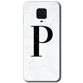Xiaomi Redmi Note 9 Pro Beyaz Mermer Desenli P Harfi Baskılı Uyumlu Silikon Kılıf