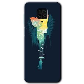 Xiaomi Redmi Note 9 Pro City Bird Sky Baskılı Uyumlu Silikon Kılıf