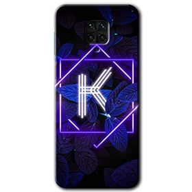 Xiaomi Redmi Note 9 Pro Dark Neon Yaprak K Harfi Baskılı Uyumlu Silikon Kılıf