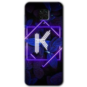 Xiaomi Redmi Note 9 Pro Dark Neon Yaprak K Harfi Baskılı Uyumlu Silikon Kılıf