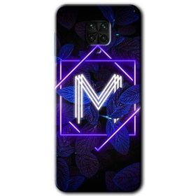 Xiaomi Redmi Note 9 Pro Dark Neon Yaprak M Harfi Baskılı Uyumlu Silikon Kılıf