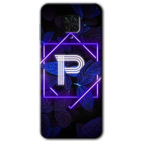 Xiaomi Redmi Note 9 Pro Dark Neon Yaprak P Harfi Baskılı Uyumlu Silikon Kılıf