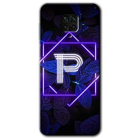 Xiaomi Redmi Note 9 Pro Dark Neon Yaprak P Harfi Baskılı Uyumlu Silikon Kılıf