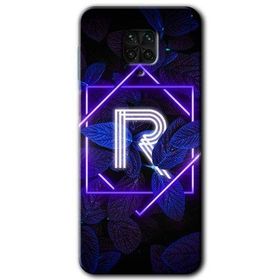 Xiaomi Redmi Note 9 Pro Dark Neon Yaprak R Harfi Baskılı Uyumlu Silikon Kılıf