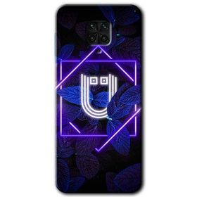 Xiaomi Redmi Note 9 Pro Dark Neon Yaprak U Harfi Baskılı Uyumlu Silikon Kılıf