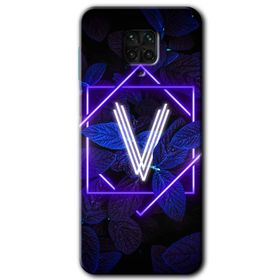 Xiaomi Redmi Note 9 Pro Dark Neon Yaprak V Harfi Baskılı Uyumlu Silikon Kılıf