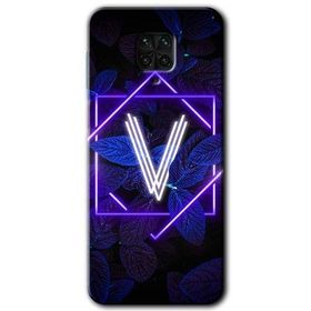 Xiaomi Redmi Note 9 Pro Dark Neon Yaprak V Harfi Baskılı Uyumlu Silikon Kılıf