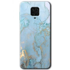 Xiaomi Redmi Note 9 Pro Mavi Gold Mermer Baskılı Uyumlu Silikon Kılıf