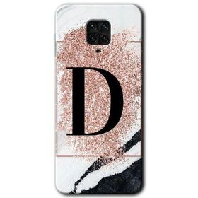 Xiaomi Redmi Note 9 Pro Pembe Mermer Desenli D Harfi Baskılı Uyumlu Silikon Kılıf