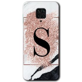 Xiaomi Redmi Note 9 Pro Pembe Mermer Desenli S Harfi Baskılı Uyumlu Silikon Kılıf