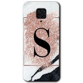 Xiaomi Redmi Note 9 Pro Pembe Mermer Desenli S Harfi Baskılı Uyumlu Silikon Kılıf