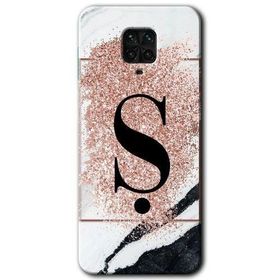 Xiaomi Redmi Note 9 Pro Pembe Mermer Desenli S Harfi Baskılı Uyumlu Silikon Kılıf