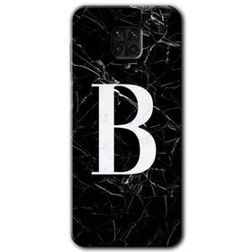 Xiaomi Redmi Note 9 Pro Siyah Mermer Desenli B Harfi Baskılı Uyumlu Silikon Kılıf