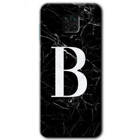 Xiaomi Redmi Note 9 Pro Siyah Mermer Desenli B Harfi Baskılı Uyumlu Silikon Kılıf