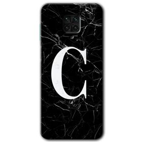 Xiaomi Redmi Note 9 Pro Siyah Mermer Desenli C Harfi Baskılı Uyumlu Silikon Kılıf