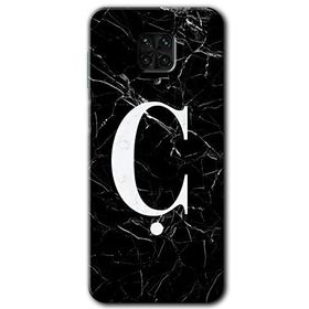 Xiaomi Redmi Note 9 Pro Siyah Mermer Desenli C Harfi Baskılı Uyumlu Silikon Kılıf