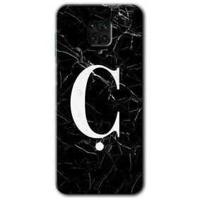 Xiaomi Redmi Note 9 Pro Siyah Mermer Desenli C Harfi Baskılı Uyumlu Silikon Kılıf