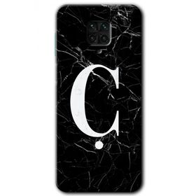 Xiaomi Redmi Note 9 Pro Siyah Mermer Desenli C Harfi Baskılı Uyumlu Silikon Kılıf