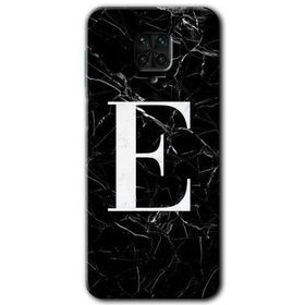 Xiaomi Redmi Note 9 Pro Siyah Mermer Desenli E Harfi Baskılı Uyumlu Silikon Kılıf