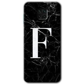 Xiaomi Redmi Note 9 Pro Siyah Mermer Desenli F Harfi Baskılı Uyumlu Silikon Kılıf
