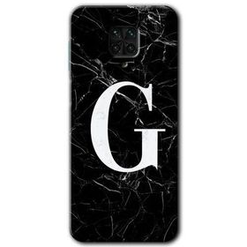 Xiaomi Redmi Note 9 Pro Siyah Mermer Desenli G Harfi Baskılı Uyumlu Silikon Kılıf