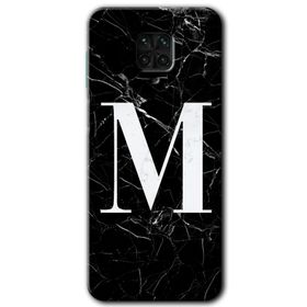 Xiaomi Redmi Note 9 Pro Siyah Mermer Desenli M Harfi Baskılı Uyumlu Silikon Kılıf