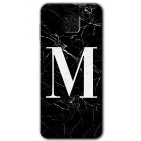 Xiaomi Redmi Note 9 Pro Siyah Mermer Desenli M Harfi Baskılı Uyumlu Silikon Kılıf